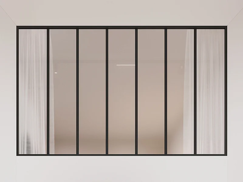 Divisória de atelier alumínio vidro fosco 210x130 cm preto - BAYVIEW