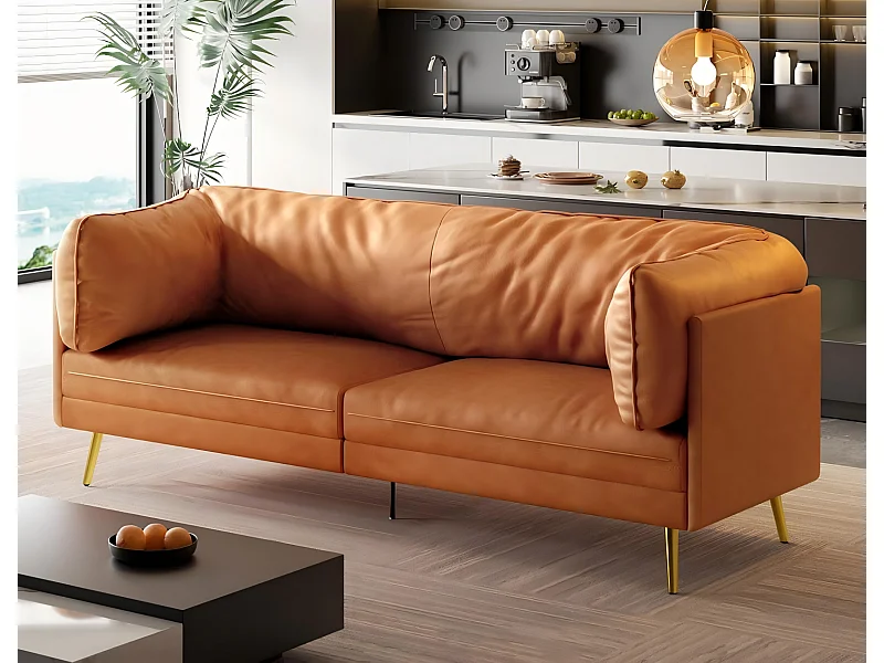 Sofá de imitação de laranja, 2-3 lugares, com almofadas de assento de 56 cm de profundidade, 185x76x90cm